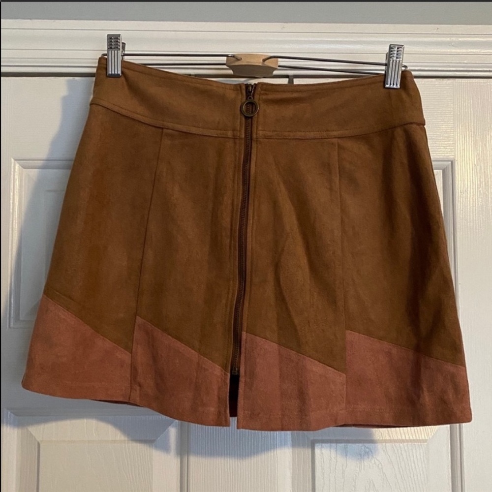 Cotton Candy- faux suede zip front mini skirt